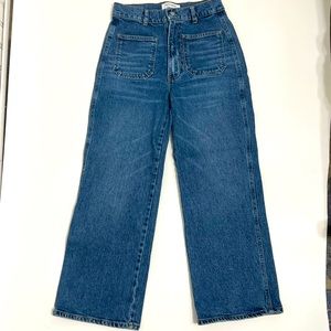 Reformation Alyssa Highrise Wide Leg Jeans with Front Patch Pockets Size 27